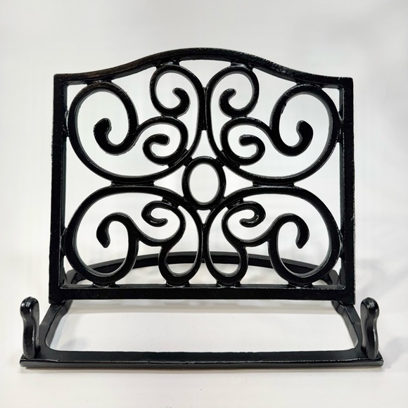 Cast Iron Cookbook Stand Recipe Book Holder Heavy Black Metal Decorative Scroll - Picture 2 of 7